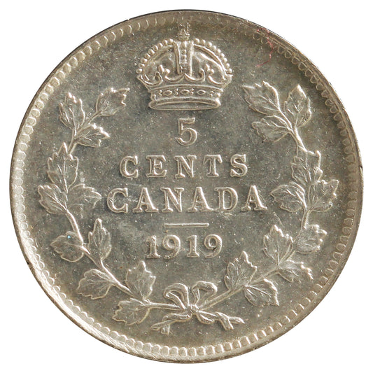 1919 Canada 5-Cents UNC+ (MS-62) Scratched