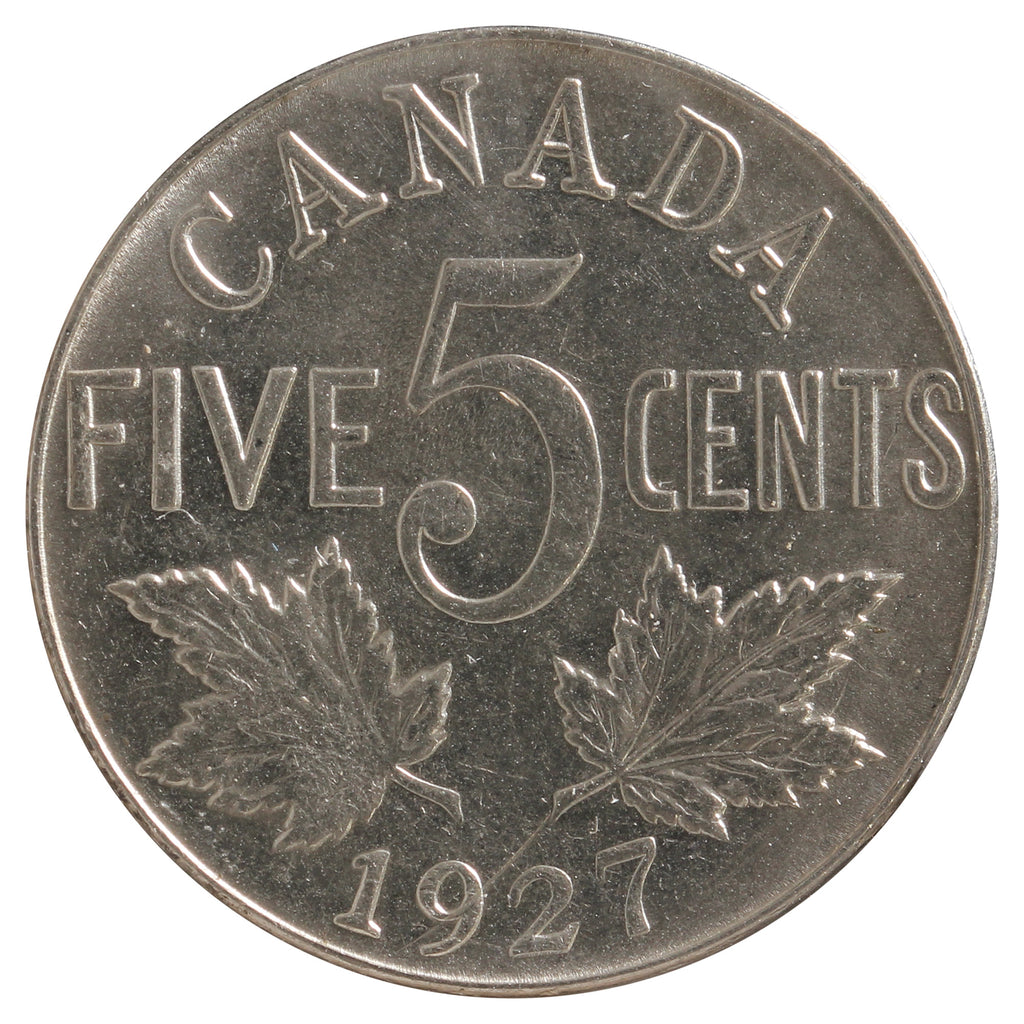 1927 Canada 5-Cents Almost Uncirculated (AU-50) Scratched