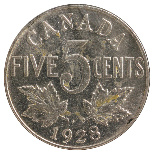 1928 Canada 5-Cents EF-AU (EF-45) Impaired