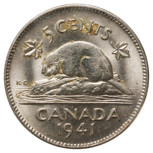 1941 Canada 5-Cents Brilliant Uncirculated (MS-63) Residue