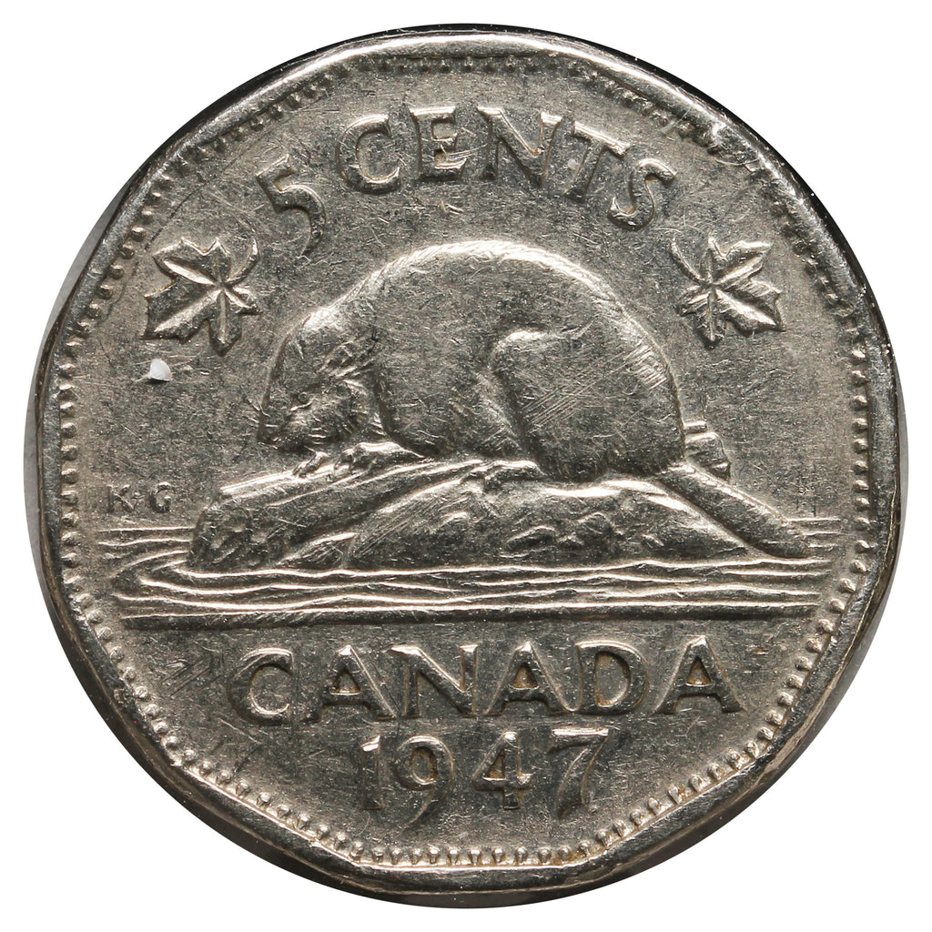 1947 Dot Canada 5-Cents Very Good (VG-8)