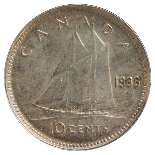 1938 Canada 10-Cents EF-AU (EF-45) Cleaned