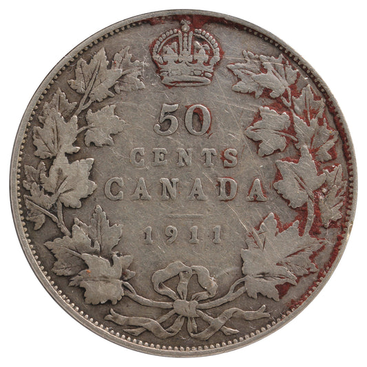 1911 Canada 50-Cents Very Good (VG-8) Impaired