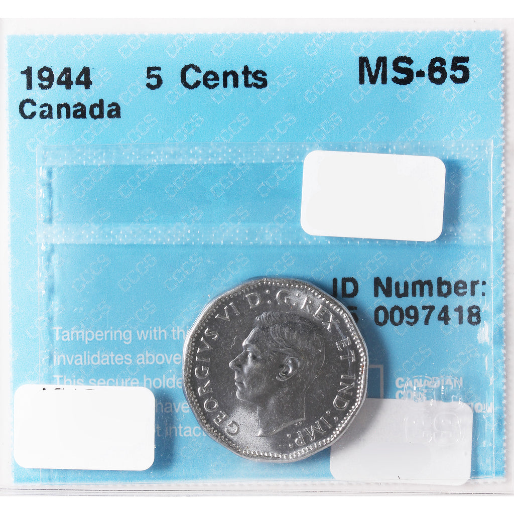 1944 Canada 5-Cents CCCS Certified MS-64