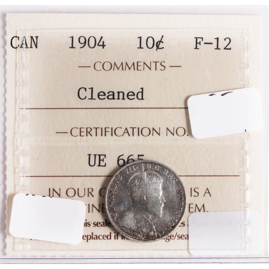 1904 Canada 10-Cents ICCS Certified F-12 (Cleaned)