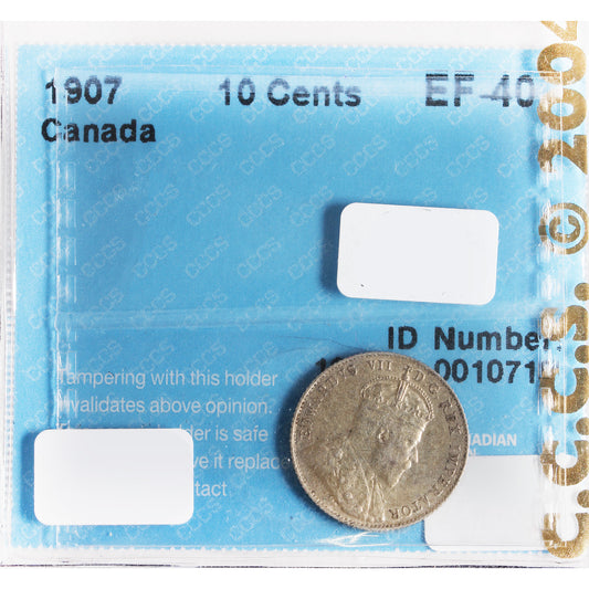 1907 Canada 10-Cents CCCS Certified EF-40