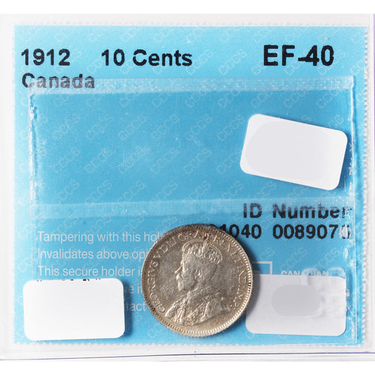 1912 Canada 10-Cents CCCS Certified EF-40