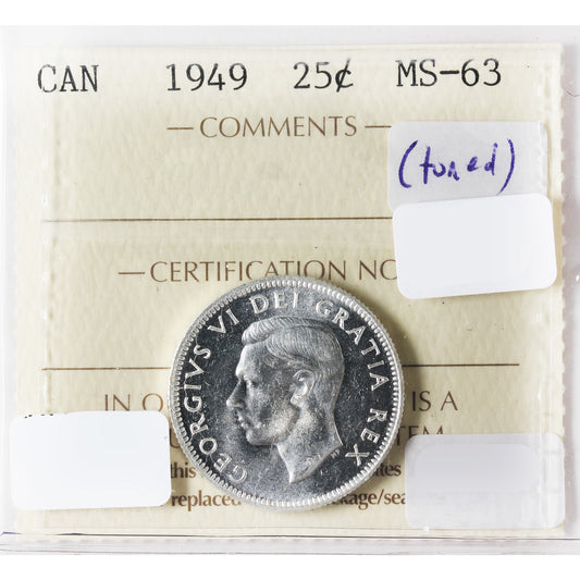 1949 Canada 25-Cents ICCS Certified MS-63 (Toned)