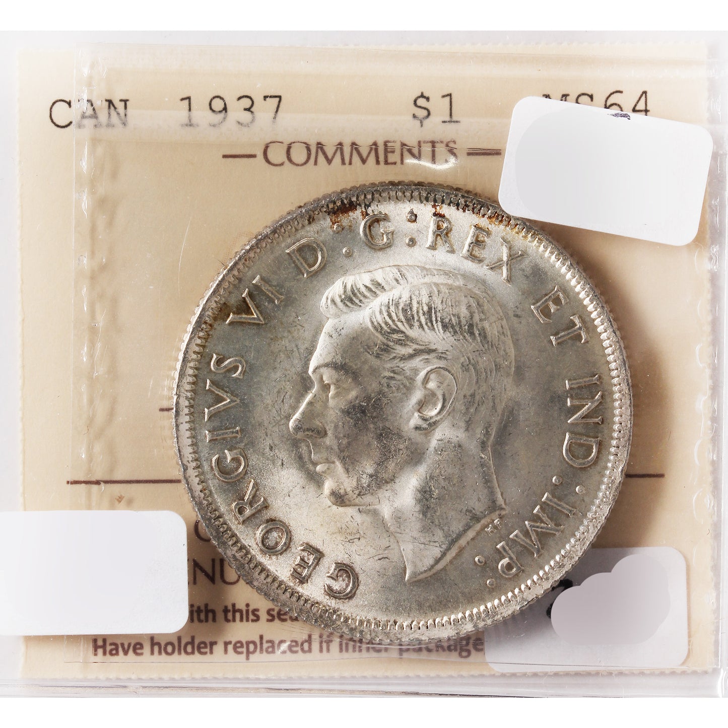 1937 Canada Dollar ICCS Certified MS-64