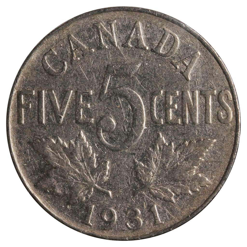 1931 Canada 5-Cents F-VF (F-15) Scratched, Cleaned or Impaired