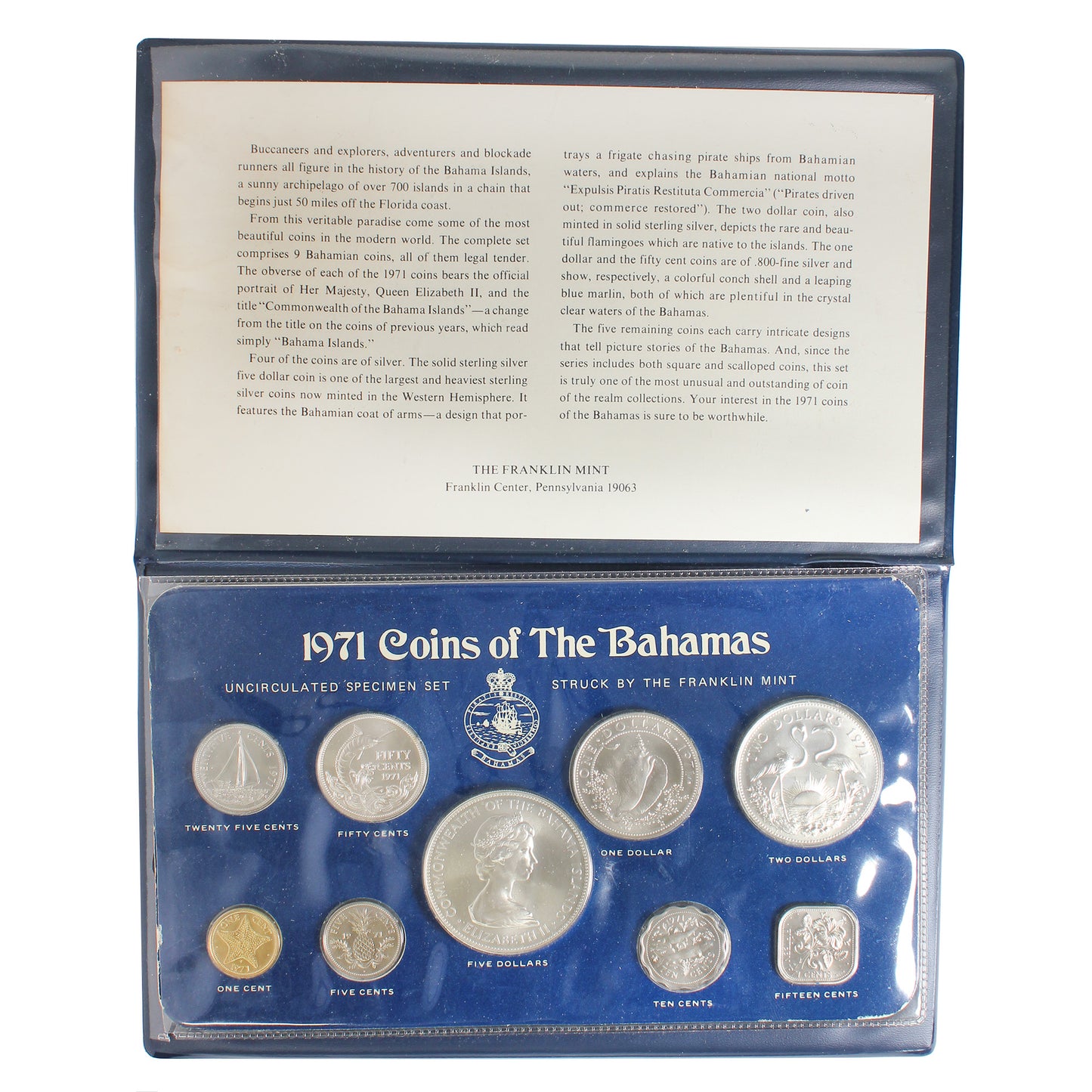 Bahamas 1971 9-coin Uncirculated Specimen Set (Scratched Folder)