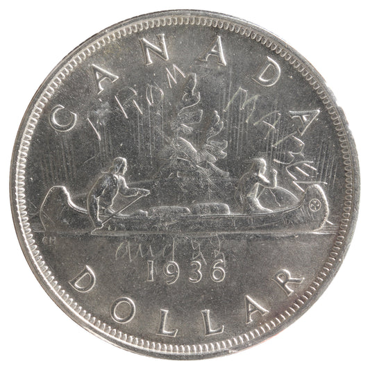 1936 Canada Dollar Brilliant Uncirculated (MS-63) Graffiti