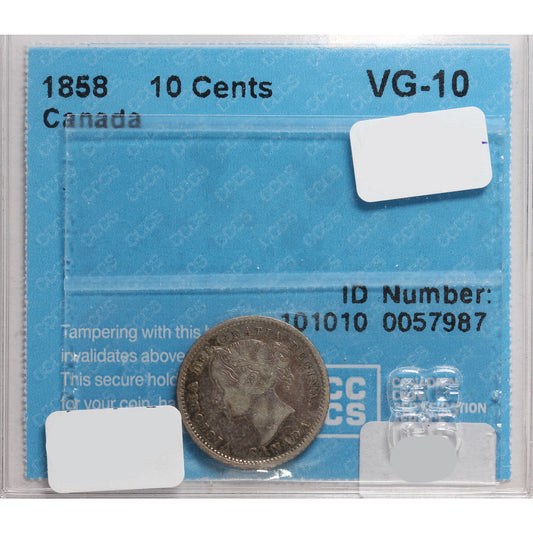 1868 Canada 10-cents CCCS Certified VG-10