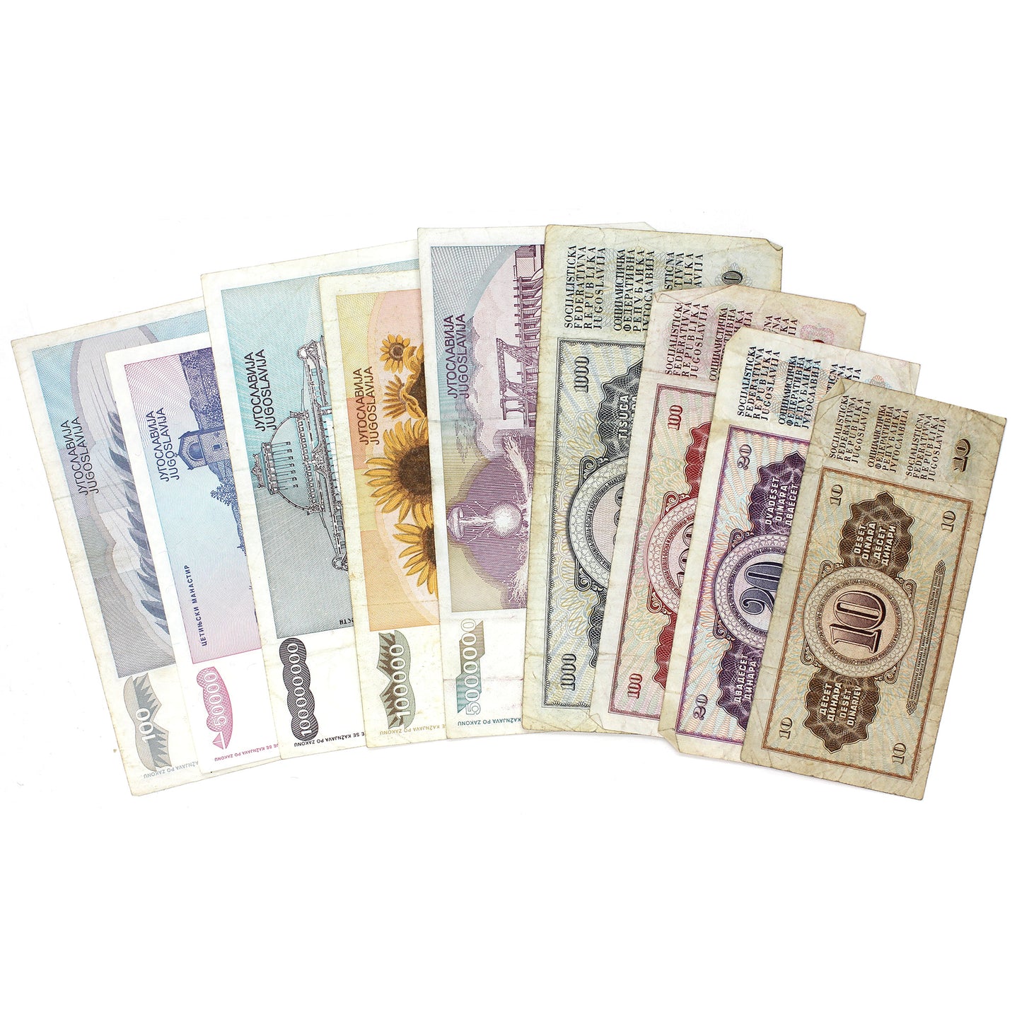 Lot of 9x Different Yugoslavia Banknotes, Circ. (Sold As Is)