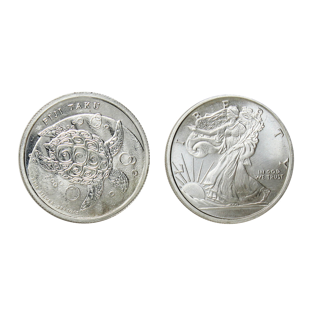 Pair of 1/2 oz. Fine Silver Rounds (No Tax) Toned. 2Pcs.