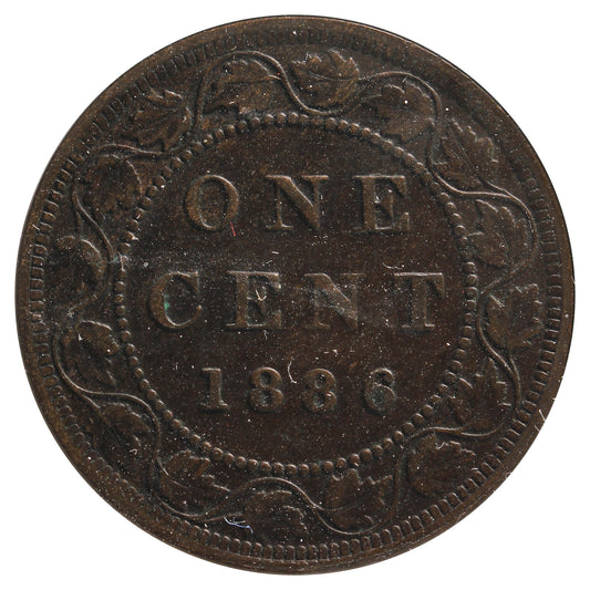 1886 Obv. 2 Canada 1-Cent Very Fine (VF-20) Scratched, Cleaned or Impaired