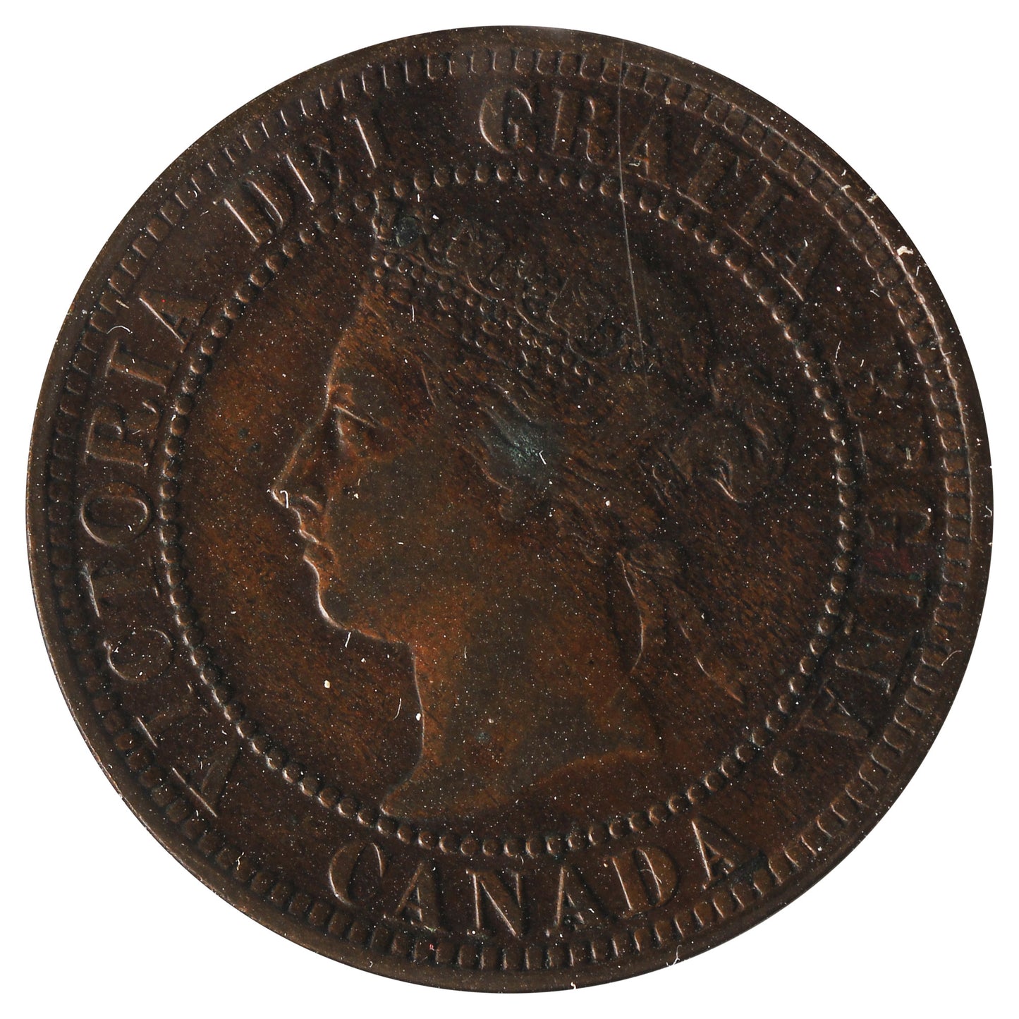 1886 Obv. 2 Canada 1-Cent Very Fine (VF-20) Scratched, Cleaned or Impaired