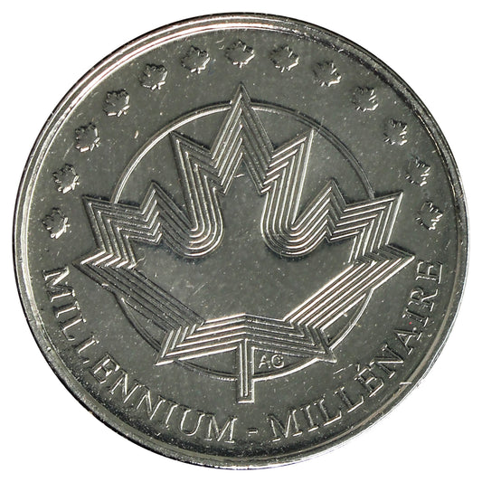 1999 Canada Millennium Token 25-cents Proof Like (From Oval Board) impaired