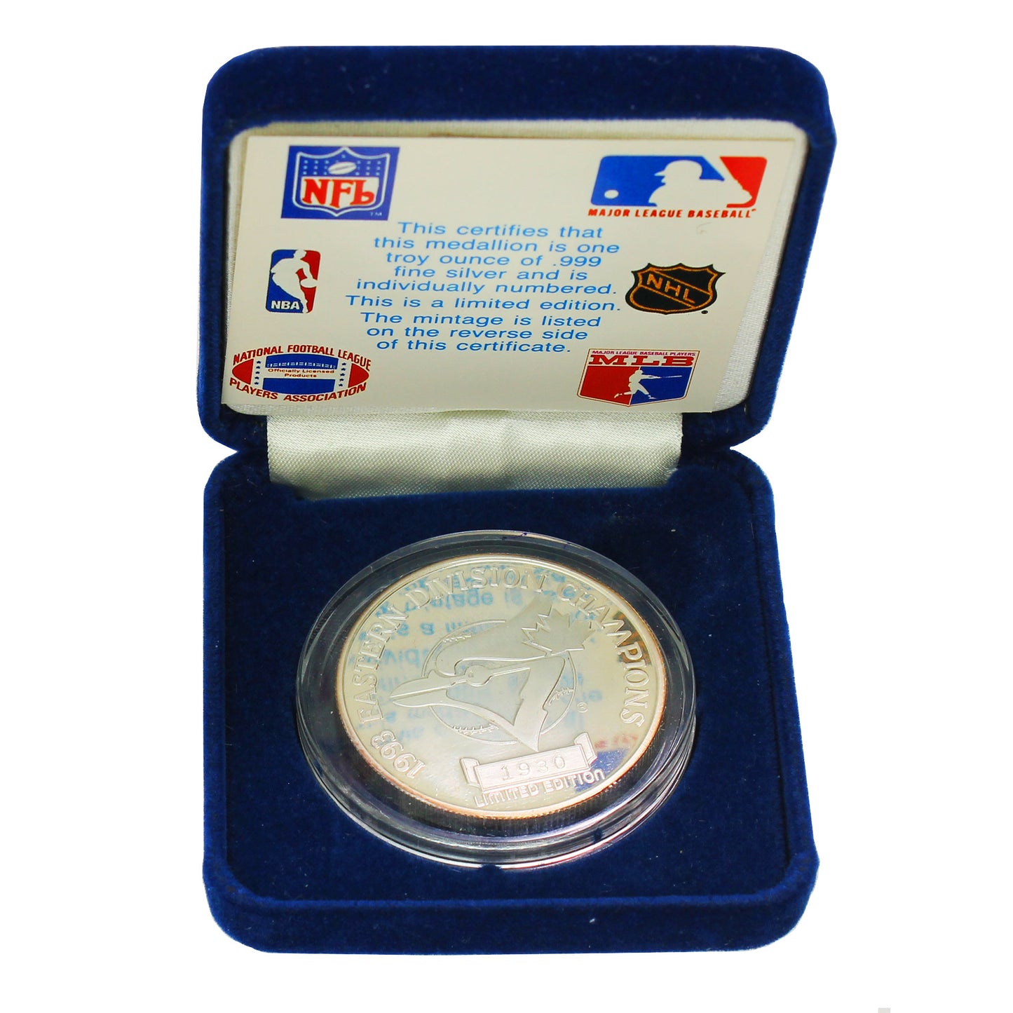 1993 Toronto Blue Jays Division Champions 1oz. .999 Fine Silver Medallion (Toned) No Tax