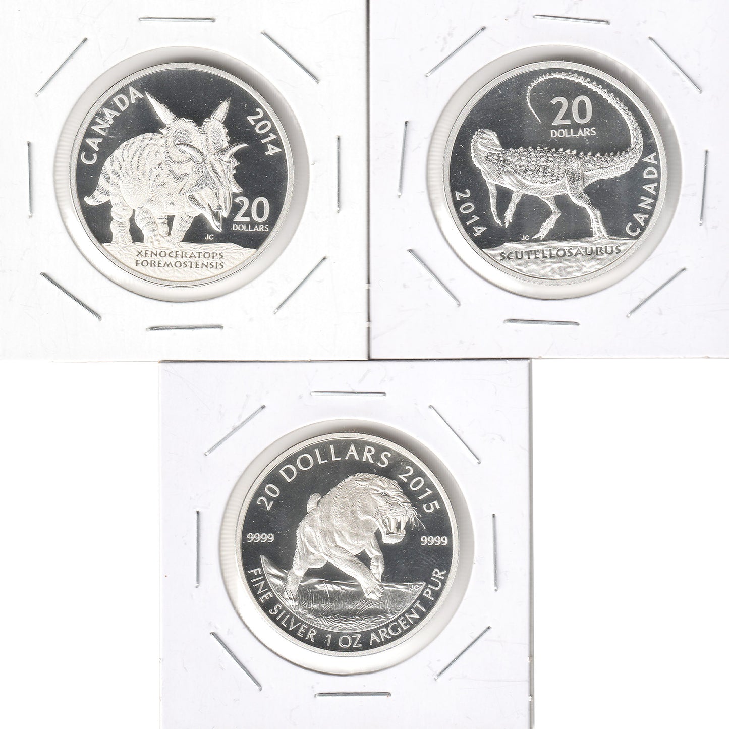 Lot of 3x 2014-2015 Canada $20 1oz. .999 Fine Silver, 4Pcs. (Coins Only) No Tax