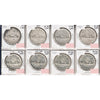 Lot of 8x 1951-1957 Canada Dollar, VF-EF to AU-UNC, 8Pcs. (Impaired)