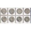 Lot of 8x 1951-1957 Canada Dollar, VF-EF to AU-UNC, 8Pcs. (Impaired)