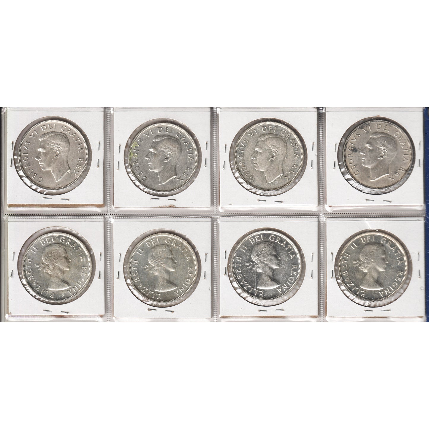 Lot of 8x 1951-1957 Canada Dollar, VF-EF to AU-UNC, 8Pcs. (Impaired)