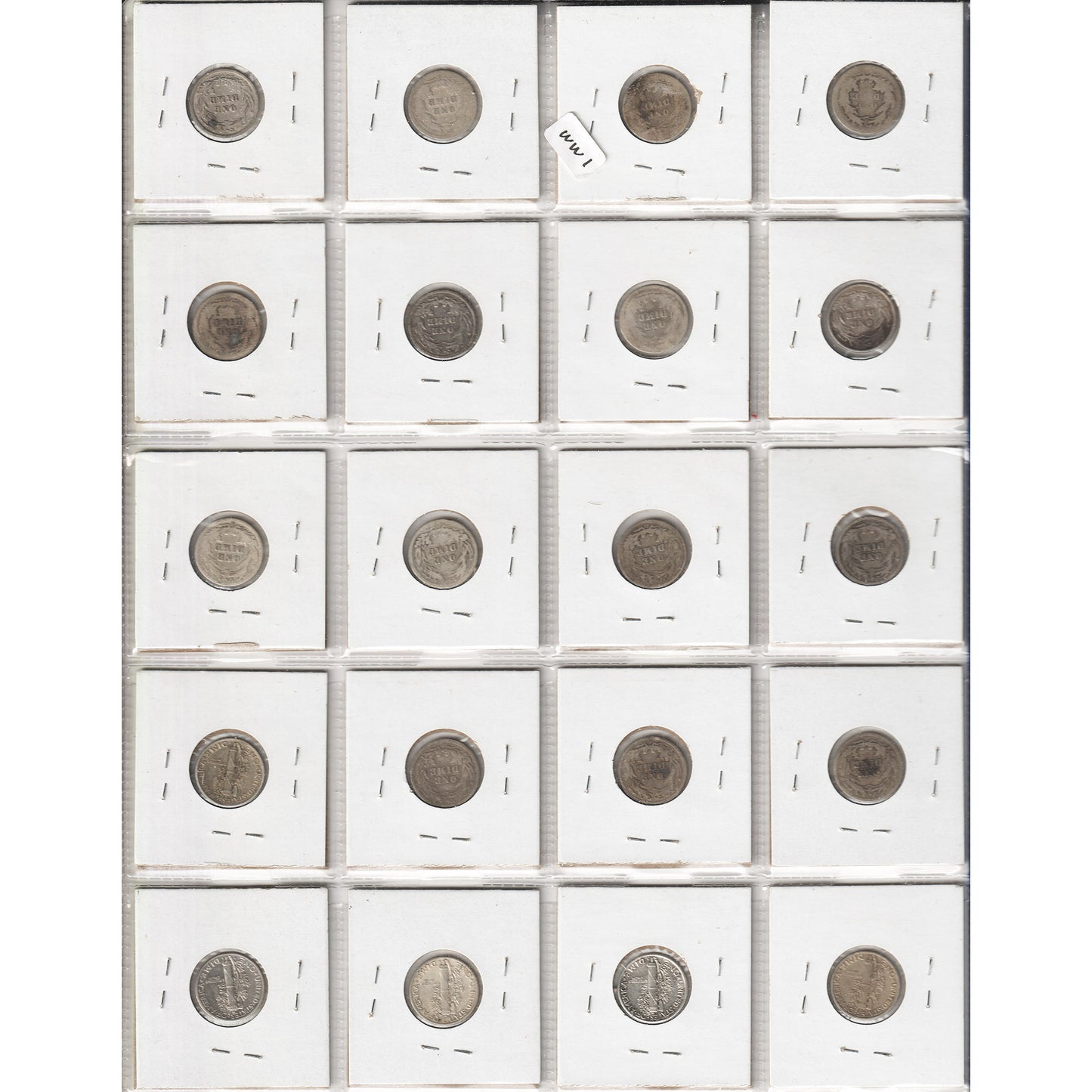 Lot of 20x 1875S-1945D USA Dime, AG to VF-EF, 20Pcs. (Impaired)