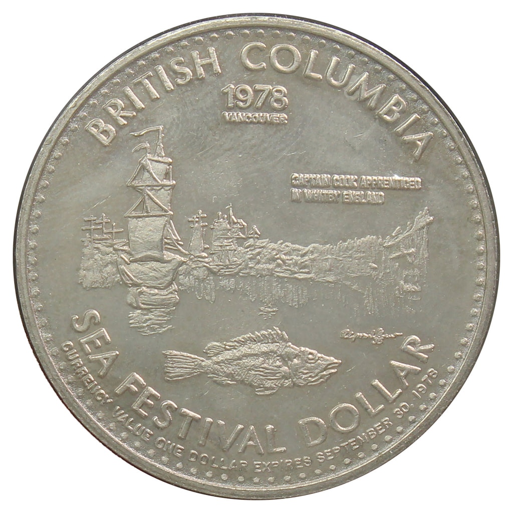 1978 British Columbia Captain Cook At Nootka Sound Sea Festival Dollar Token