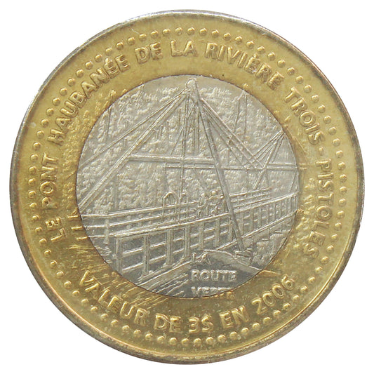 2006 Les Basques, QC-Trois-Pistoles $3 Token (Cable Stayed Bridge)