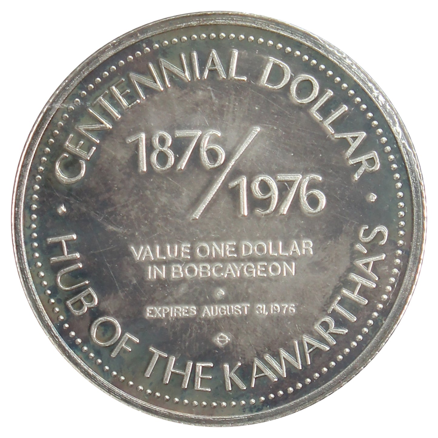 1976 Bobcaygeon, ON .999 Fine Silver Centennial Dollar (No Tax)