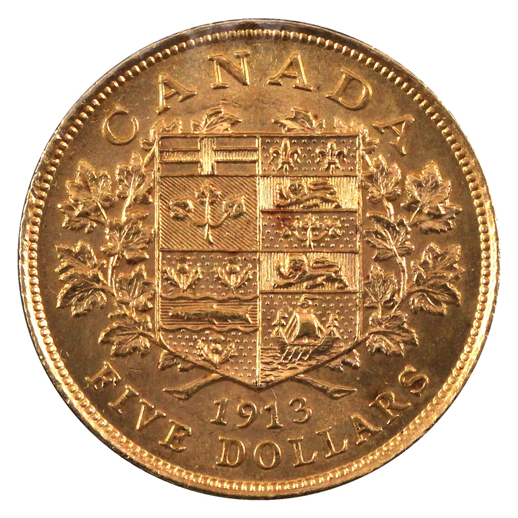 1913 Canada $5 Gold UNC+ (MS-62) $