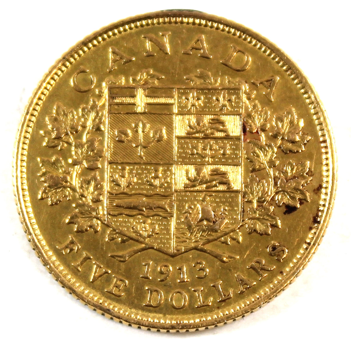 1913 Canada $5 Gold VF-EF (VF-30)