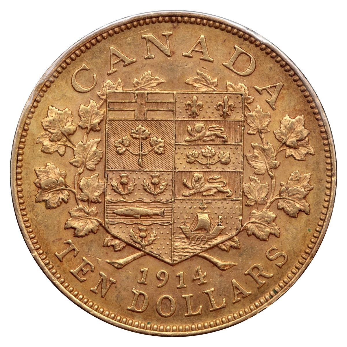 1914 Canada $10 Gold Almost Uncirculated (AU-50) $