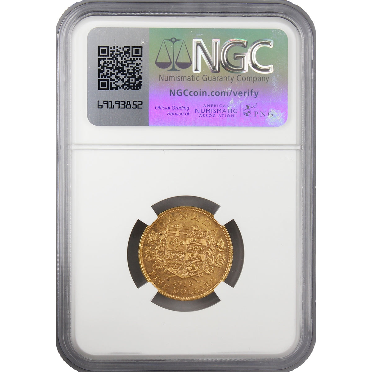 1912 Canada $5 Gold NGC Certified MS-61