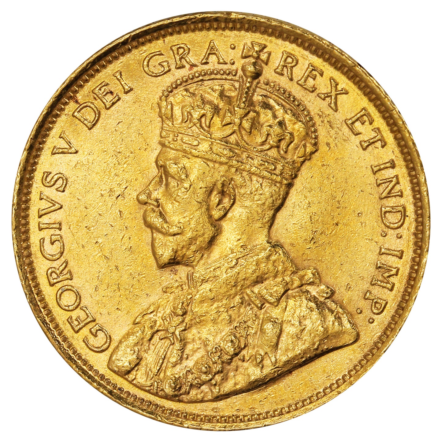 1912 Canada $5 Gold AU-UNC (AU-55) Cleaned