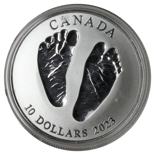 2023 Canada $10 Baby Feet Silver (No Tax) Coin only, capsule scuffed