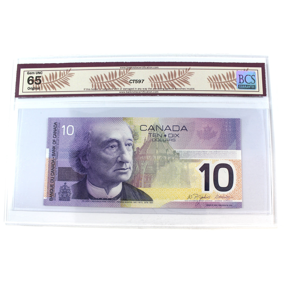 BC-63cA 2001 Canada $10 J-D, Replacement, BEK (9.495M-9.675M), BCS Cert GUNC-65 Orig