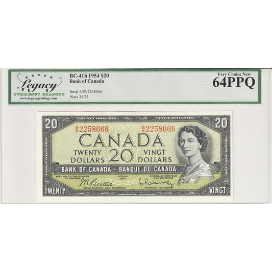 BC-41b 1954 Canada $20 Beattie-Rasminsky, G/W Legacy Certified CUNC-64 PPQ