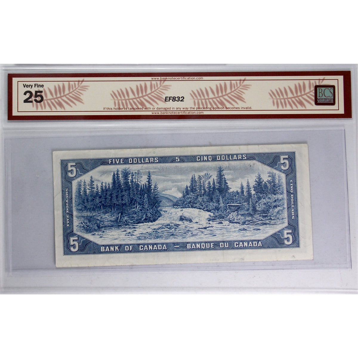 BC-39bA 1954 Canada $5 B-R, Modified Portrait, Replacement, *N/S BCS Certified VF-25