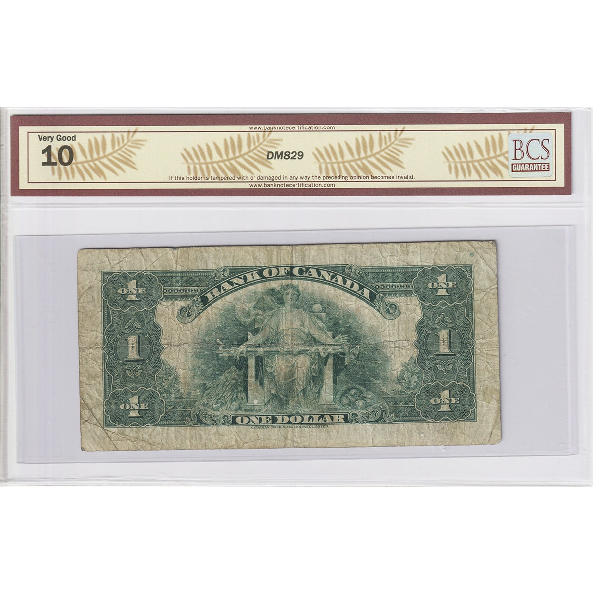 BC-1 1935 Canada $1 Osborne-Towers, English, Series A, Check Letter A BCS Certified VG-10