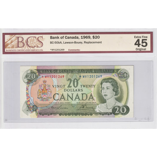 BC-50bA 1969 Canada $20 Lawson-Bouey, Replacement, *WV BCS Certified EF-45 Original