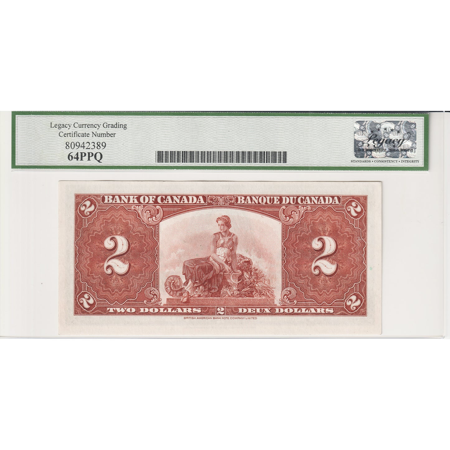 BC-22b 1937 Canada $2 Gordon-Towers, U/B Legacy Certified CUNC-64 PPQ