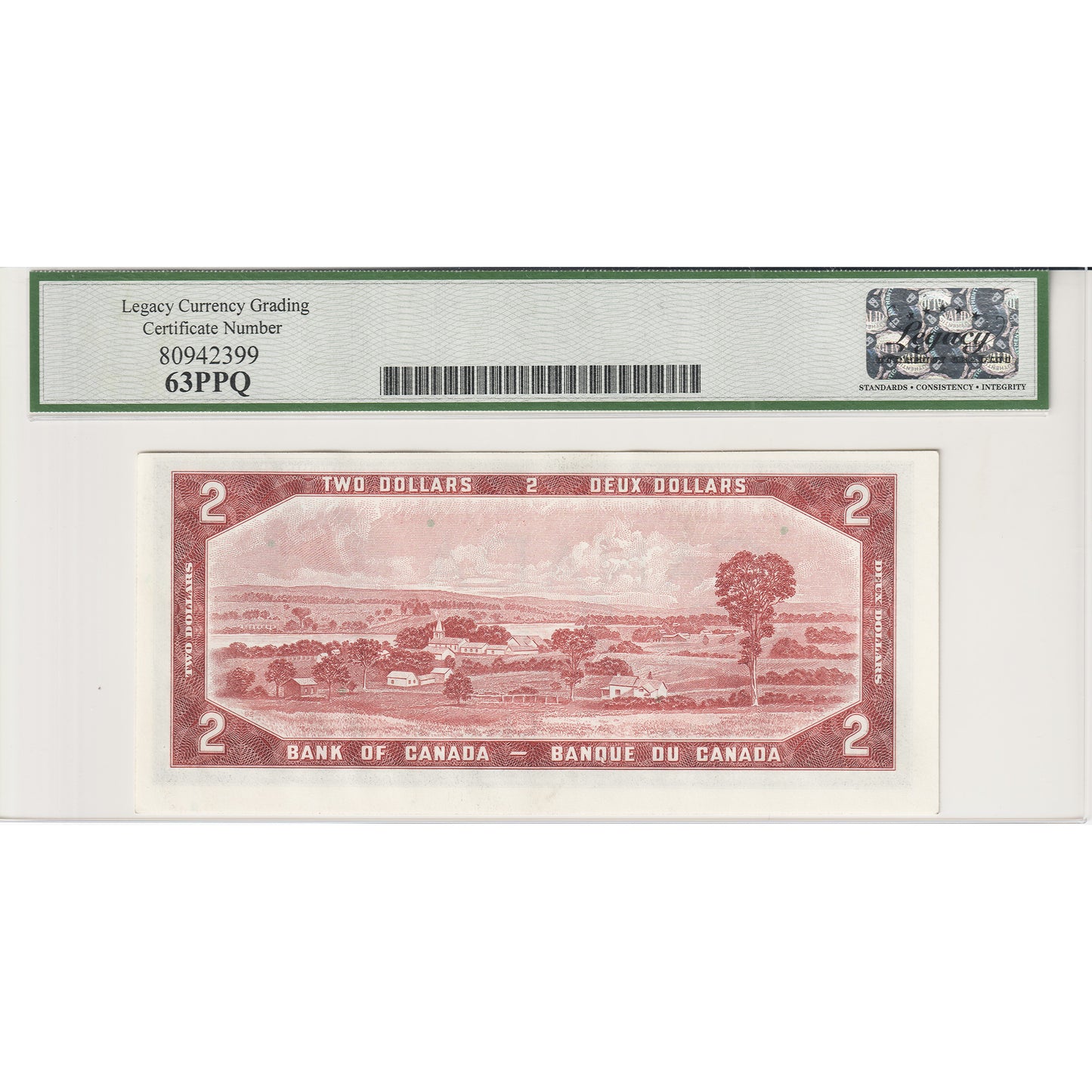 BC-38b 1954 Canada $2 Beattie-Rasminsky, Modified, N/R Legacy Certified CUNC-63 PPQ