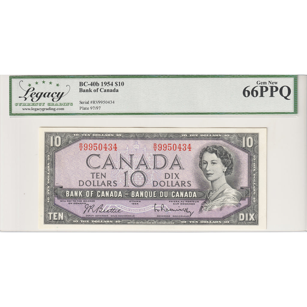 BC-40b 1954 Canada $10 Beattie-Rasminsky, R/V Legacy Certified GUNC-66 PPQ