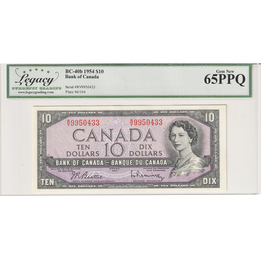 BC-40b 1954 Canada $10 Beattie-Rasminsky, R/V Legacy Certified GUNC-65 PPQ