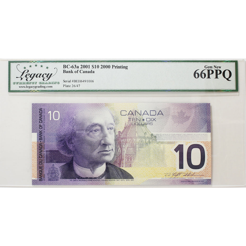 BC-63a 2001 Canada $10 Knight-Thiessen, Printed in 2000, BEH Legacy Certified GUNC-66 PPQ