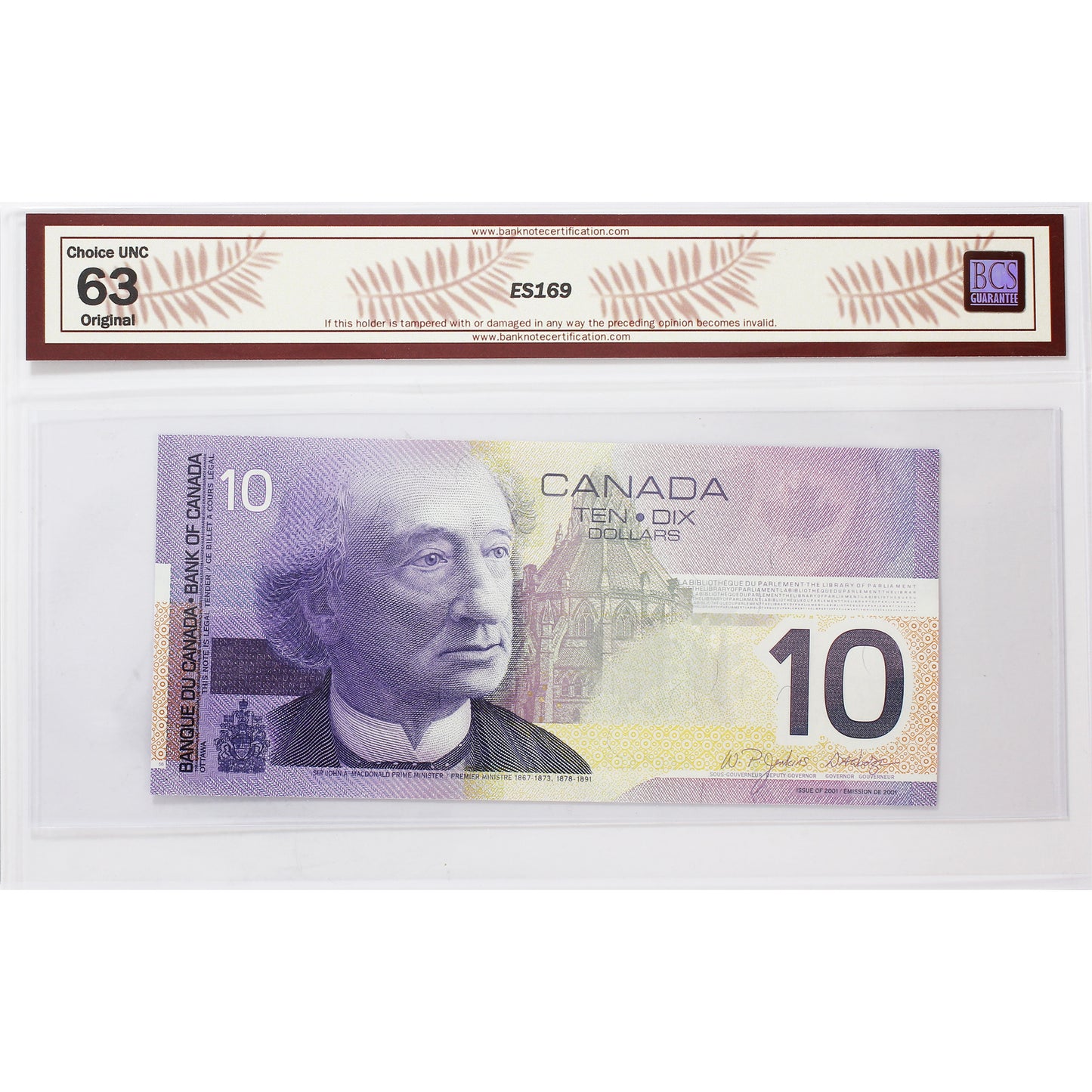 BC-63c 2001 Canada $10 Knight-Dodge, 2004, Changeover, BER BCS Certified CUNC-63 Orig.