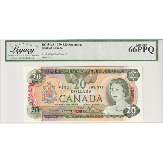 BC-54aS 1979 Canada $20 Lawson-Bouey, Specimen 612 Legacy Certified GUNC-66 PPQ