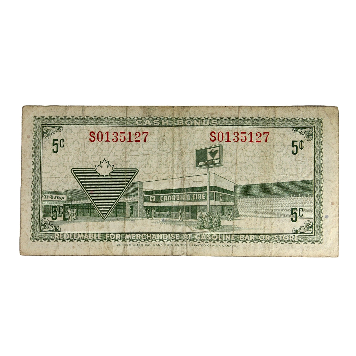 S2-B-S 1972 Canadian Tire Coupon 5 Cents Fine